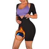 CEIUEO Women Sauna Suit Waist Trainer 3 in 1 Full Body Sweat Jumpsuit for Women Belly Fat(BK L)
