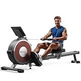 Merach Rowing Machine, Magnetic Rower Machine for Home, 16 Levels of Quiet Resistance, Dual Slide Rail with Max 350lb Weight Capacity, App Compatible with LCD Monitor, Q1S