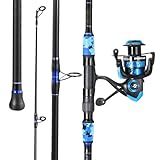 Sougayilang Surf Fishing Rod and Reel Combo, 4 Piece MH/H Saltwater Fishing Combo with 5000 Size Spinning Reel(12' Blue)