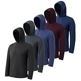 OAKVON 5 Pack Men's Lightweight Pullover Hooded Tees – Long Sleeve Sweatshirts for Gym, Running, Fishing