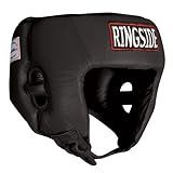 Ringside Competition Boxing Muay Thai MMA Sparring Head Protection Headgear Without Cheeks, Black, Medium