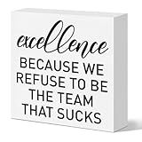 Inspirational Team Office Desk Decor, Rustic Home Cubicle Teamwork Sign Desk Decor, Funny Team Appreciation Gifts Team Work Gift for Employees Staff Coworker Thank You Gift for Employees