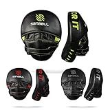 Sanabul Essential Curved Punching Mitts for Boxing, MMA Muay Thai Boxing Pads for Training, Punch Focus Mitts, Hand Pads Sparring Gear, Strike Shield, Black/Green