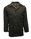 Walker and Hawkes Wax Unpadded Benson Jacket for Men - Lightweight Wind- and Waterproof Canvas Jacket, Premium Waxed Cotton, Olive - Large