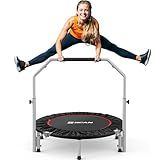 BCAN 40/48" Foldable Mini Trampoline Max Load 330lbs/440lbs, Fitness Rebounder with Adjustable Foam Handle, Exercise Trampoline for Adults Indoor/Garden Workout, Black