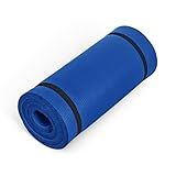 CAP Barbell Yoga Mat 1" Thick with Carrying Strap - High Density Exercise Mat for Yoga, Pilates, Stretching, Floor & Fitness Workouts - 74''x24''x1 | Blue