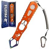 Pristis Metal Fish Lip Gripper, Heavy Duty Stainless Steel Fishing Grabber with Lightweight Aluminium Handle, Hook Remover Holder for Caught Fish, Snakehead Grab Grip Tool for Freshwater Saltwater