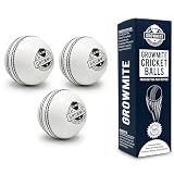 Growmite Soft Rubber White Cricket Balls for Practice, 3 Pack, Hand-Stitched Seam, Realistic Feel, True Bounce & Swing, Indoor & Outdoor Training for Batting, Bowling & Coaching