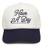 Funky Junque Trendy Rope Golf Cap with Upside-Down Sayings - Lightweight Performance Golf Hats Snapback, Funny Hats for Men, Breathable Everyday Style - Have A Day - Navy/Beige