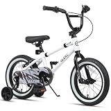 Glerc Kids Bike for Ages 4-8 Years Old, 16 Inch BMX Style Kids Bicycle with Training Wheels, Boys Bike for Children and Toddler, White
