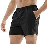 MIER Men's 5 Inch Inseam Running Shorts, Quick-Dry with Pockets, Black M