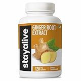 STAY ALIVE Pure Ginger Root Capsules 1000mg, 10:1 Extract Powder with 5% Gingerols, 120 Pills, Extra Strength Root Powder, Vegan, Non-GMO and Gluten-Free Ginger Supplement