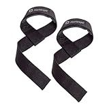 Harbinger Padded Cotton Lift Straps, Black - Soft, Supportive Neotek Wrist Pads - 21.5" Length, 1.5" Width - Reinforced Edges & Heavy-duty Stitching - Cushions Wrists for Lifting Support