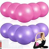 Aoriher 10 Pcs Small Exercise Pilates Ball 9 Inch Mini Yoga Balls Anti Burst and Slip for Stability, Fitness, Physical Therapy, Stretching & Core Strength Workout at Home Gym Office(Pink, Purple)