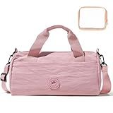 Mini Gym Bag for Women Men, Travel Gymnastics Sports Dance Ballet Samll Duffle Bag Gym Tote Organizer with Toiletry Pouch (Pink with Wash Bag)