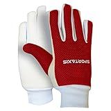 SPORTAXIS 100% Cotton Inner Gloves for Cricket Batting and Wicket Keeping - Comfortable, Breathable, and Durable - Red White, Full Coverage for Enhanced Protection - Lightweight