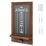 VioraWhite Dart Scoreboard for Cricket and 01 Darts Games Darts Holder Wall Mount Wood Dartboard Accessories(Charcoal Brown Trim,Bottle Opener Included)