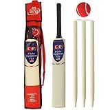 Junior Cricket Bat 4 Stumps Bail Tennis Ball Bag Gift Set Wooden Size 6 By CE (Junior 6)