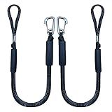 4 Feet Bungee Dock Line Mooring Rope 2-Pack for Docking with Stainless Steel Clip Accessories for Boats PWC, Built in Snubber, Kayak, Watercraft,SeaDoo,Jet Ski, Pontoon, Canoe, Power Boat