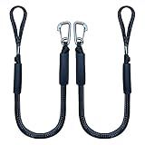 4 Feet Bungee Dock Line Mooring Rope 2-Pack for Docking with Stainless Steel Clip Accessories for Boats PWC, Built in Snubber, Kayak, Watercraft,SeaDoo,Jet Ski, Pontoon, Canoe, Power Boat