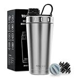 TOOFEEL Protein Shaker Bottle 20 oz - Double Walled Insulated Vacuum Cup for Protein Shakes, Keeps Cold/Hot, Metal Stainless Steel, Preworkout Gym