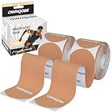 OWNQOBE Kinesiology Tape Precut (2 Rolls, 40 Strips) –Waterproof, Latex-Free Hypoallergenic Athletic Tape for Muscle & Joint Support –Breathable Elastic Sports Tape for Recovery & Shoulder Pain Beige