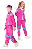 COREWO Boys 80s Tracksuit Kids Outfit Costume Windbreaker Sportswear Set