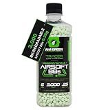 Aim Green Tracer Biodegradable Airsoft BBS, Glow-in-The-Dark BBS, 3,000 Count, .25 Grams