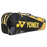 YONEX Badminton Kitbag BT5 | 2 Zipper Compartment for Storage of 3 Rackets and Clothes|, Black Yellow', Small, Sporty
