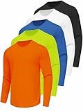 5 Pack Mens Long Sleeve Quick Dry Active Athletic T Shirt Running Gym Workout Tee Tops