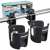 QualyQualy Boat Rail Cup Holder 2 Pack, No-Drill Clamp-On Marine Cup Holders 360° Adjustable for Pontoon Boat, Bimini Top, Grab Bar, PWC, Fits Round Rails 15-40mm, Boat Gifts for Men
