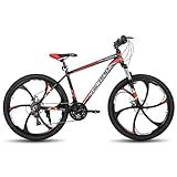 HH HILAND 26'' Mountain Bike, 6-Spokes, 21 Speeds Drivetrain, Aluminum Frame 26 Inch Wheels, Disc-Brake Bike for Men Women Men's MTB Bicycle Black
