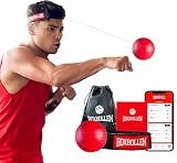 Boxbollen® Boxing Reflex Ball - Celebrity-Endorsed Home Workout Game - App-Connected Punch Counter - Hand Eye Coordination Training Ball - Christmas Gift for Boxers, All Ages - Stocking Stuffer - Red
