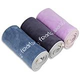 Xoofewal Microfiber Gym Towel Set for Men Women, Super Soft and Quick-Drying Towels for Fitness, Yoga, Cycling, Swimming (Blue+Grey+Purple, 3 Pack)