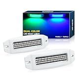 UCINNOVATE 2X 6.9 Marine LED Boat Lights, Dual Color Waterproof Transom & Underwater Lights for Yachts, Boats, Sailboats, Pontoons, Stern & Deck (Blue/Green, 12-36V, IP68)