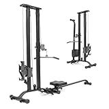 TOUSAINS Cable Machine Home Gym CR63, 330 Lbs Plates Loaded Cable Crossover Machine, 2 in 1 Functional Trainer with Rowing Machine, Space Saving Design