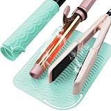 Heysam Silicone Heat Resistant Curling Iron Mat Flat Iron Travel Case, Pad for Hair Straightener and Curling Irons Hot Tools Mat, Heat Resistant for Counter, Sleeve Heat Resistant Pouch, Green