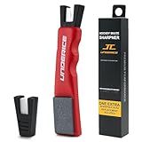 UICE Ice Skate Sharpener with 1 Replacement Sharpening Blade, Handheld Ceramic Blade Sharpening Tool with Honing Stone for Hockey Skates-RED