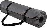 Fitvids 1/2-Inch Extra Thick High Density Anti-Tear Exercise Yoga Mat with Carrying Strap, Gray