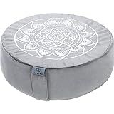 Florensi Meditation Cushion Grey Velvet Buckwheat Round Yoga Floor Seat