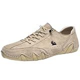 OJPO Driving Shoes for Men Casual Slip Ons Mens Fashion Shoes Comfort Handmade Chukka Dress Casual Shoes size8(Wide) Khaki