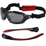 Platinum Sun Polarized Floating Sunglasses Men Women - UV400 Swimming Goggles Men & Women with Anti-Slip Strap & Foam Padding (Black-red)