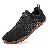 ATHMILE Men's Barefoot Shoes Wide Toe Box Trail Running Walking Shoes Zero-Drop Sole Lightweight Grounding Minimalist Sneakers Athletic Training Lifting Shoes for Gym Hiking Workout Cycling Black