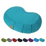 FelizMax Crescent Zafu Meditation Pillow, 44 x 28 x 14 cm, Zabuton Yoga Bolster, Meditation Cushion, Floor Pouf, Yoga Pillow, Zippered Organic Cotton Cover, Natural Buckwheat, Kneeling Pillow - Large