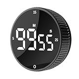 Upgrade Digital Kitchen Timer - Magnetic Countdown Countup Visual Pomodoro Timer with Large LED Display, 3-Preset Times (5, 15, 25), 3 Volume Levels, Ideal for Cooking, Baking and Fitness (1, Black)