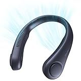 JISULIFE Portable Neck Fan, Hands Free Bladeless Fan, 5 Speeds, 4000 mAh Battery Operated Wearable Personal Fan, Twistable, Rechargeable, Gift for Women Men-Blue