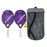kowaku 2Pcs Beach Tennis Rackets, Beach Tennis Racquet, Portable Lightweight Beach Tennis Paddles with Bag for Playground Courtyard, Purple, 28cmx23.5cm