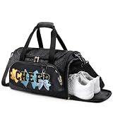 Glitter Cheer Duffle Bag, Cheerleading Bag with Shoe Compartment, Black