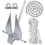 SajoSolid 5/8/10/13/18/25 Boat Anchor Kit with Chain, Rope and Shackles