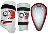 SS Cricket Protection Combo : Thigh Guard, Arm Guard, Abdominal Guard, Hand Inner Gloves - Men's Size